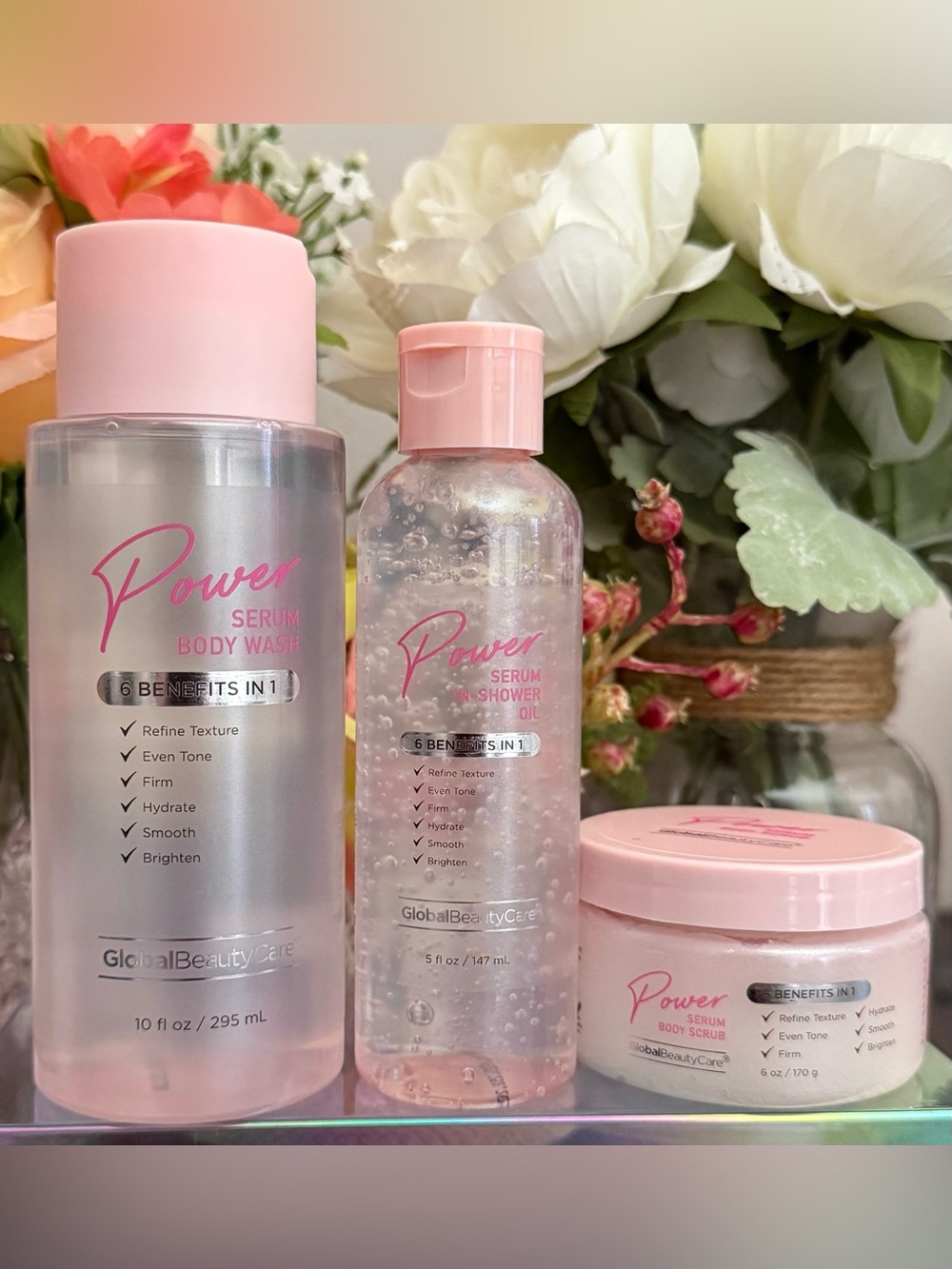🆕🪷 GLOBAL BEAUTY CARE LIMITED EDITION “POWER SERUM” 3-PIECE BODY CARE SET. NEW!